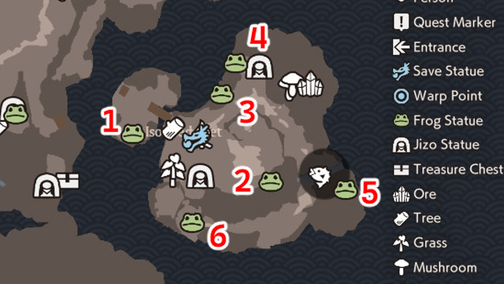 Isolated Islet Frog Statue Map