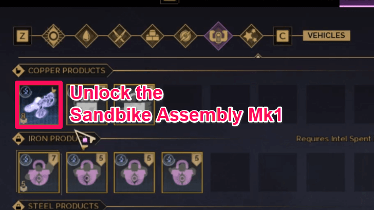 Sandbike in the Research Menu