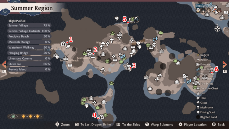 Summer Region Jizo Statues Map
