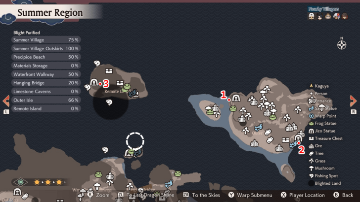 Summer Region Islands Jizo Statues Map