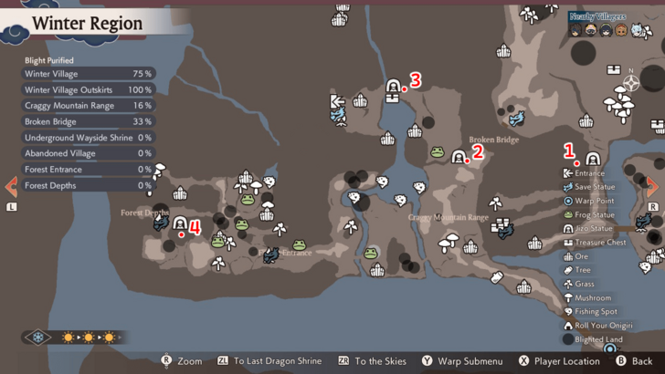 South Winter Region Jizo Statue Map