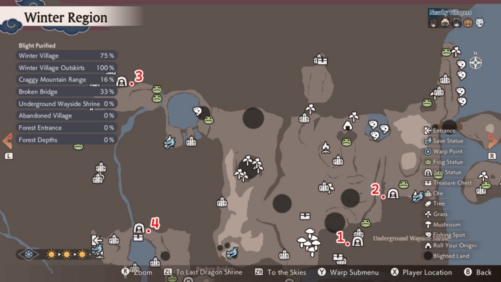 North Winter Region Jizo Statue Map