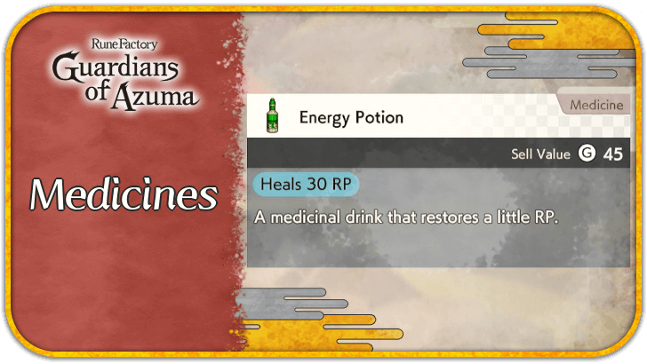 Rune Factory Guardians of Azuma - List of All Medicines