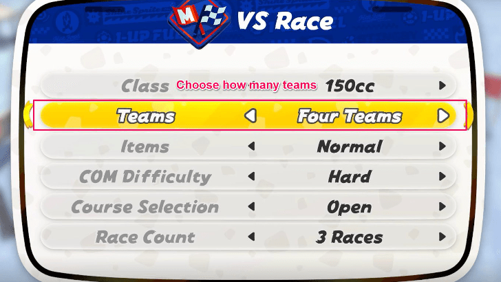 Choose how many teams