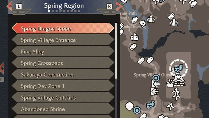 Warp Menu for Spring Region