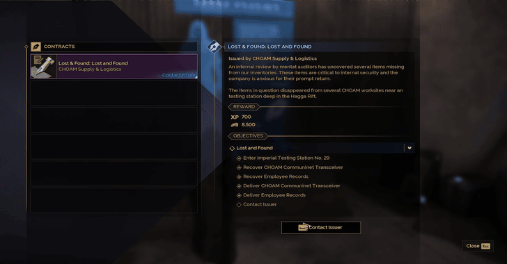 Lost and Found Contact Issuer