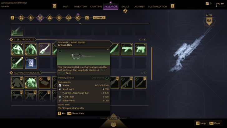 Research Artisan Weapons and Slaver Armor