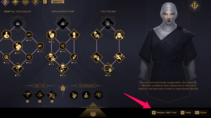 Respec Skills Button