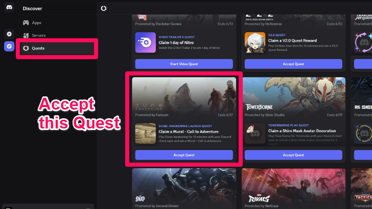 Accepting Discord Quest