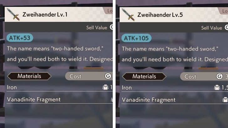 Before and After Weapon Upgrade