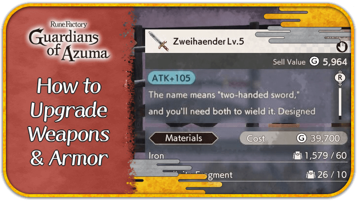 How to Upgrade Weapons and Armor