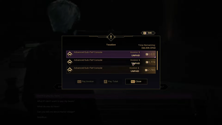 Dune Awakening Tax Collector will list taxes for your subfiefs