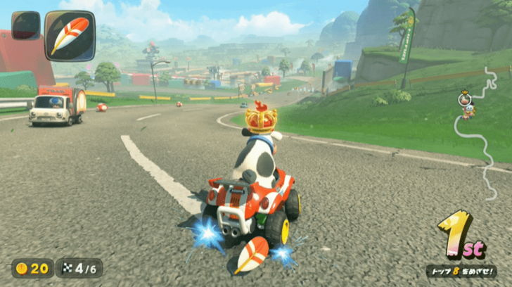 Mario Kart World Golden Rally Dash Mushrooms Dropped by a Car