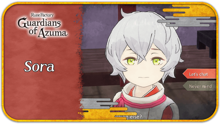 Rune Factory Guardians of Azuma (RFGoA) How to Unlock Sora and Favorite Gifts