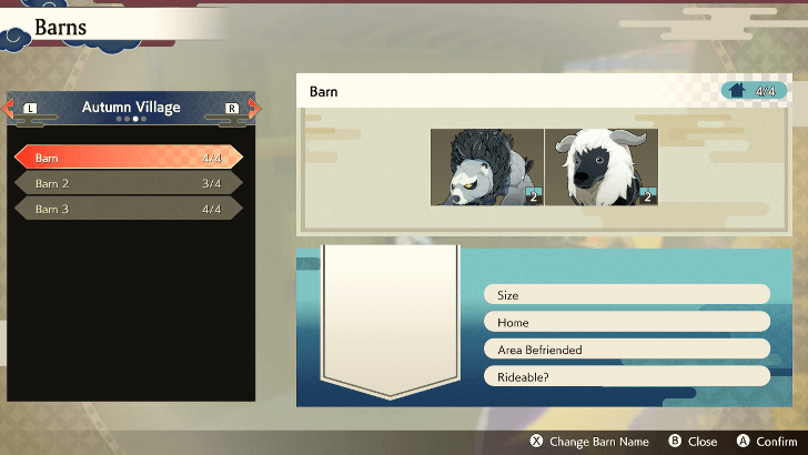 Place Tamed Monsters in a Barn