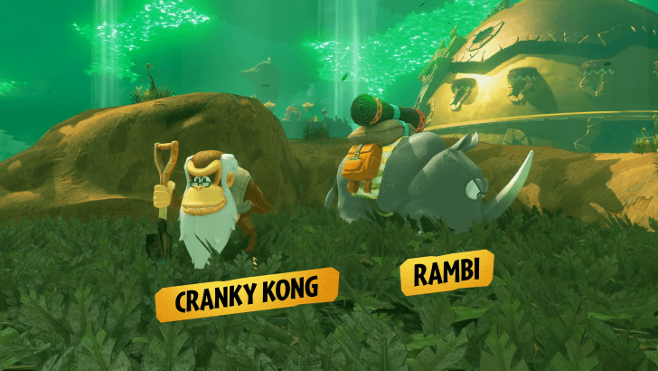 Donkey Kong Bananza - Cranky Kong and Rambi