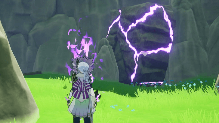 Glowing Rocks that can be destroyed by Mask Dance