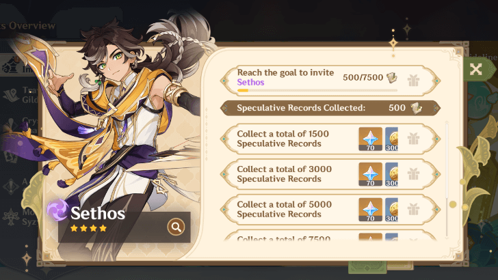 Genshin - Free Sethos from 5.7 Battle of Imagined Arrays