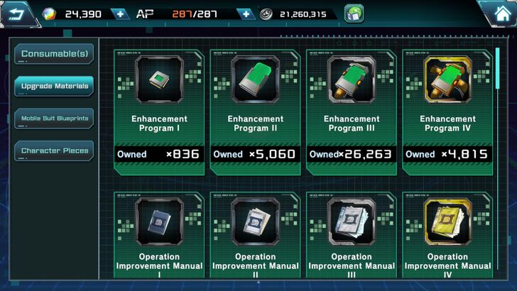 Gundam UC Engage - Upgrade Materials