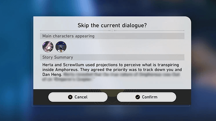 Honkai Star Rail 3.4 - Story Dialogue Skip Function