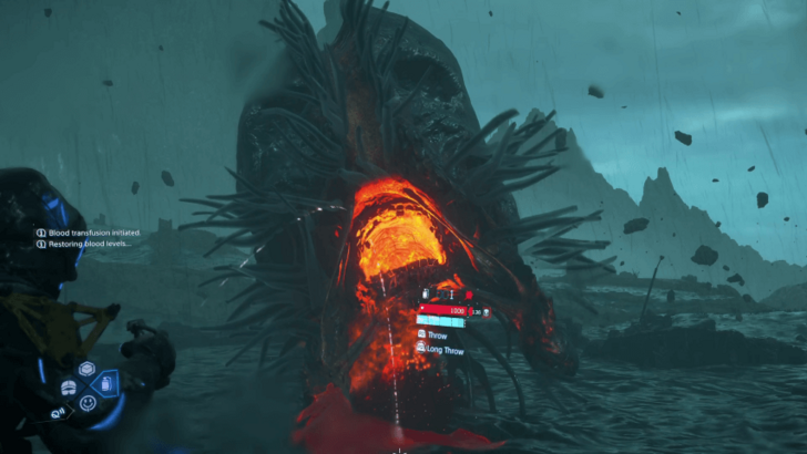 Death Stranding 2 Giant BT Throw Blood Grenade