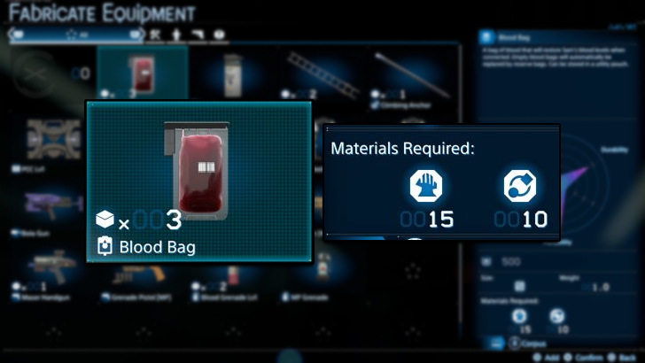 Blood Bag Crafting Costs