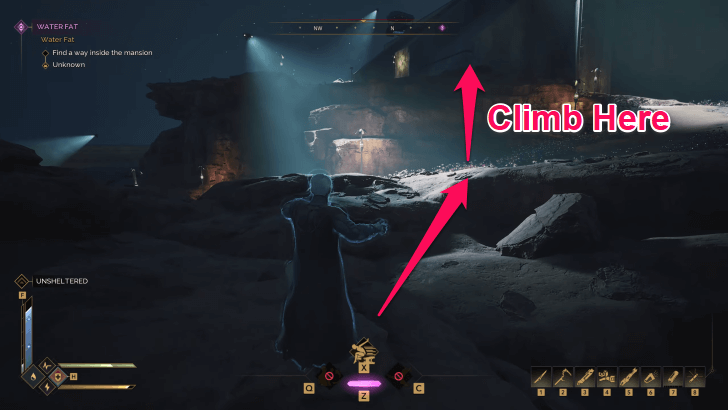 Water Fat Climbing to Reach the Mansion