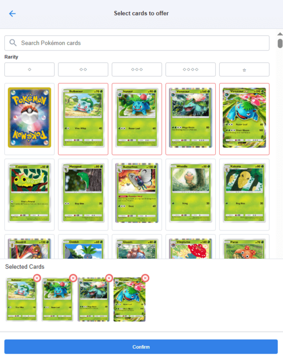 2. Select the cards that you are offering