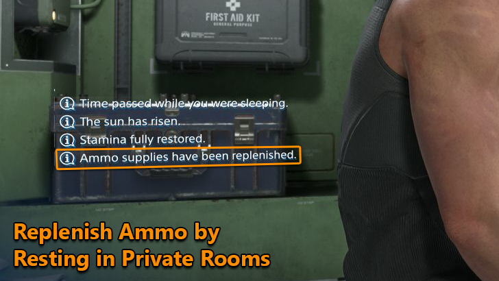 Replenish Ammo by Resting in Private Rooms