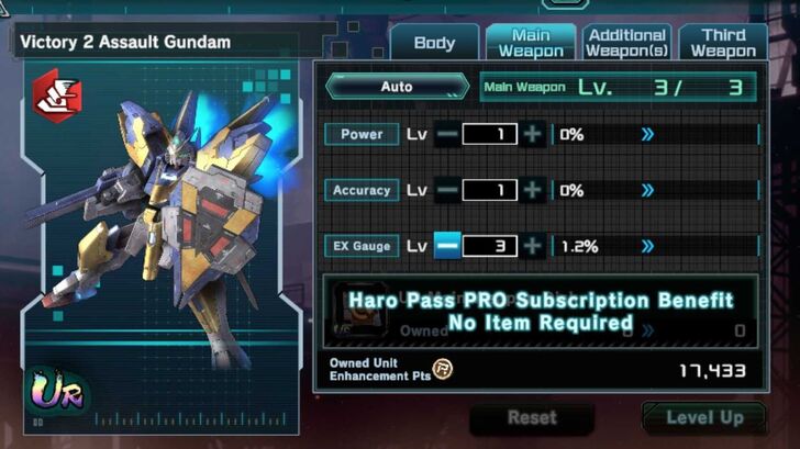 Gundam UC Engage - Free Reset and Allocation of Unit Enhancement