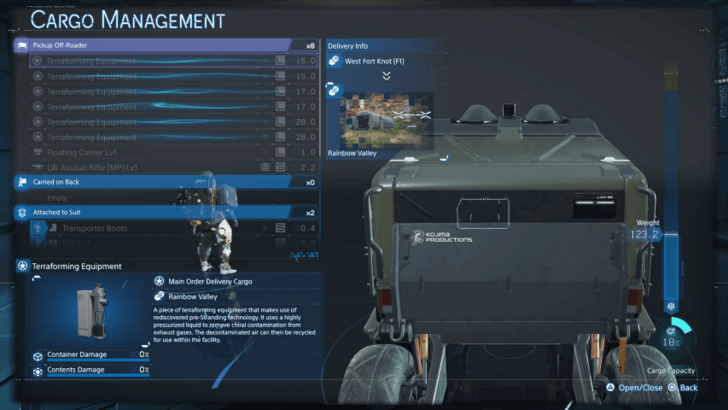 Death Stranding 2 Pickup Off-Roader Cargo Management