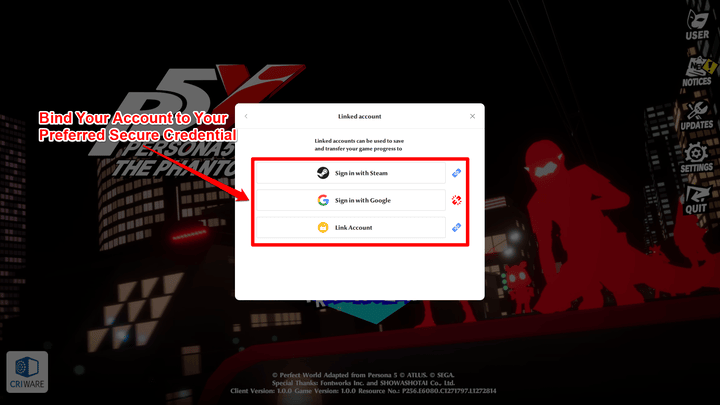 Persona 5 Phantom X - Bind Your Account