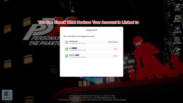 Persona 5 Phantom X - Linked Devices