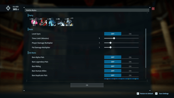 Setting PvP Battle Rules