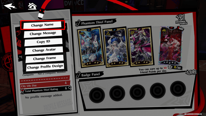 Persona 5 X - Changing Names