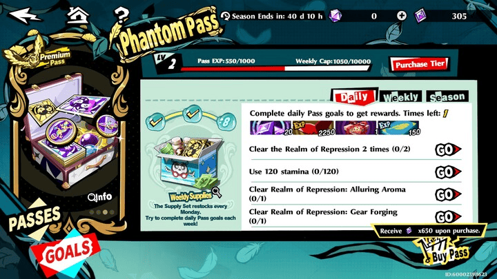 Persona 5 Phantom X - Daily Goals