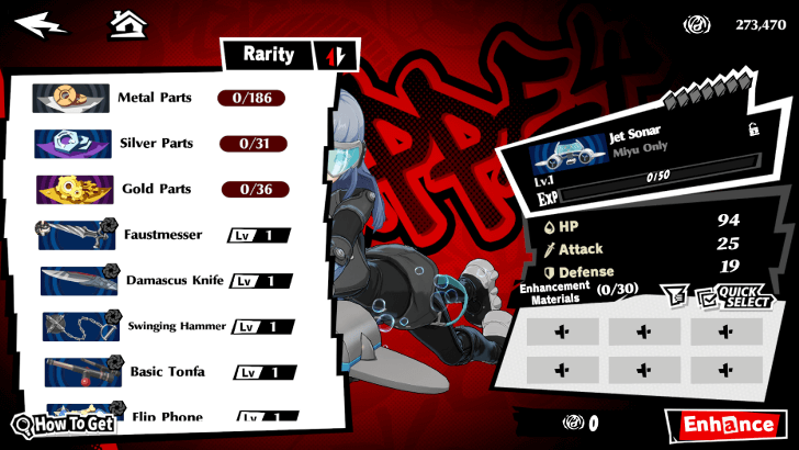 Persona 5 X - Use Materials to Enhance Your Weapon