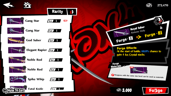 Persona 5 X - Use Weapons of the Same Name or Same Rarity