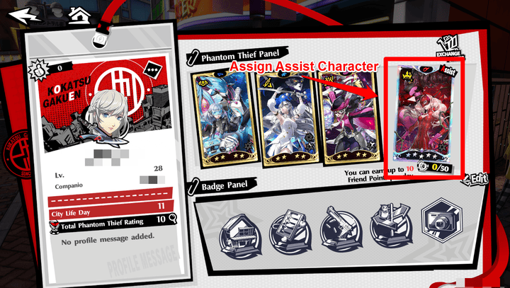 Persona 5 Phantom X - Assign Assist Character