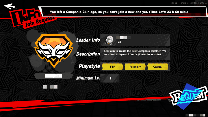 Persona 5 Phantom X - Join Companio