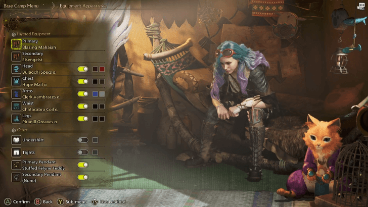 Layered Weapons in Appearance Menu