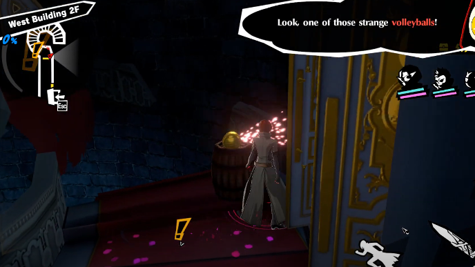 Grab volleyball near door