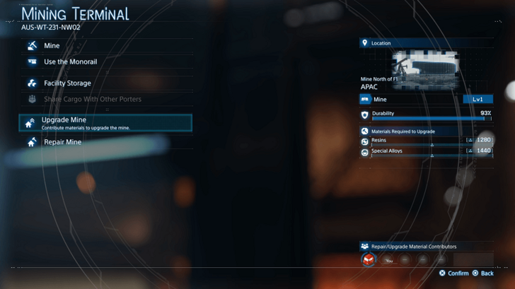 Upgrade Mine Terminal