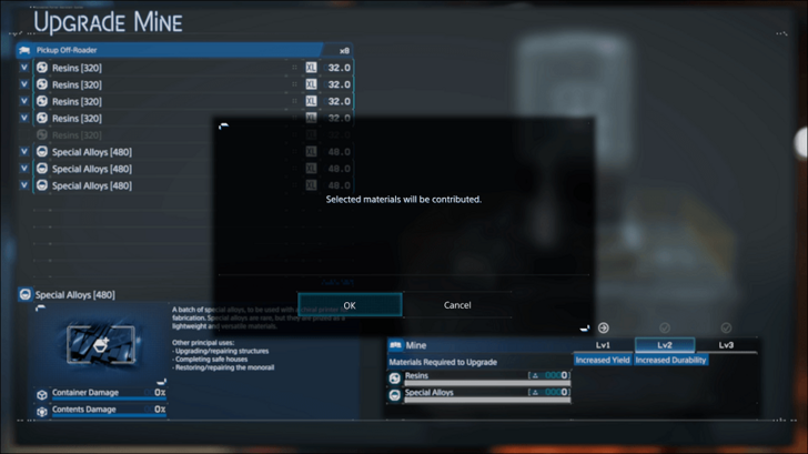 Upgrade Mine Materials Contributed