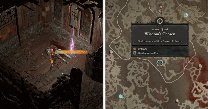 Enter the Broken Bulwark and find the Shattered Gravestone