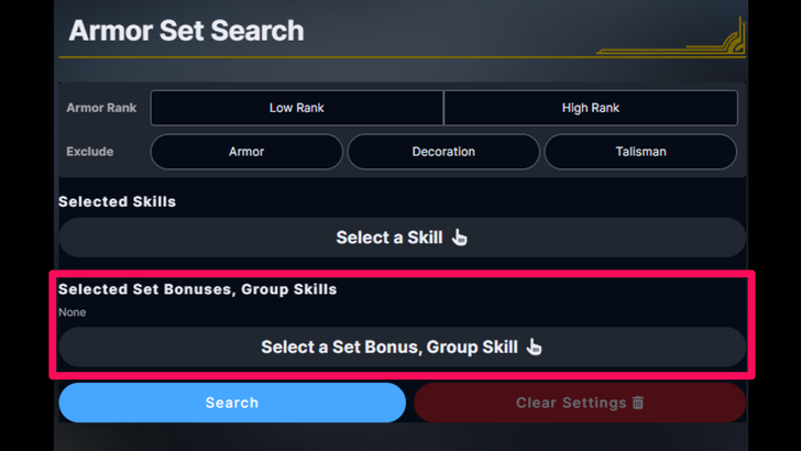 Select Set Bonus or Group Skill