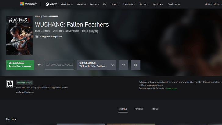 Wuchang Xbox Game Pass Ultimate