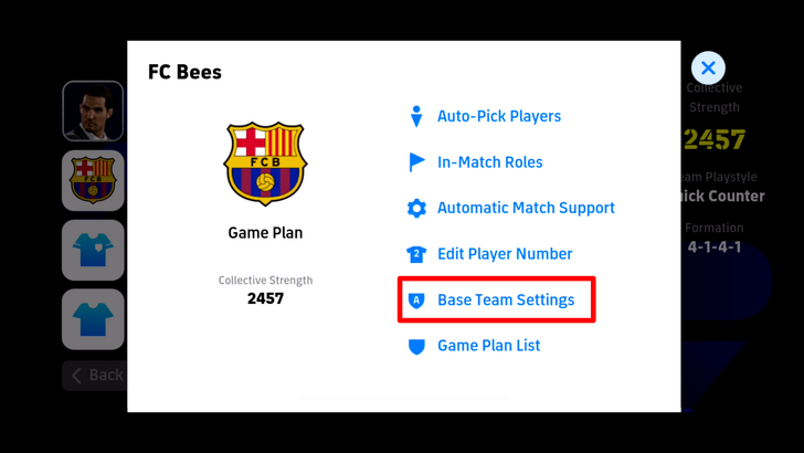 Base Team Settings Mobile