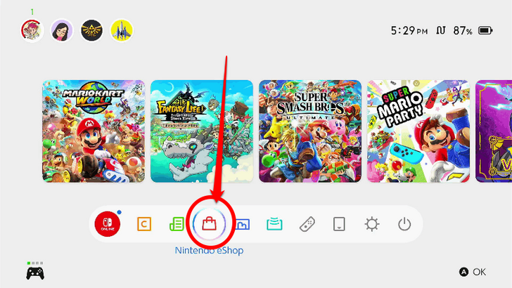 Nintendo eShop on home screen