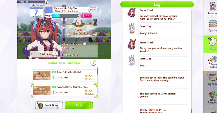 Do Races for fans, skills, and stats